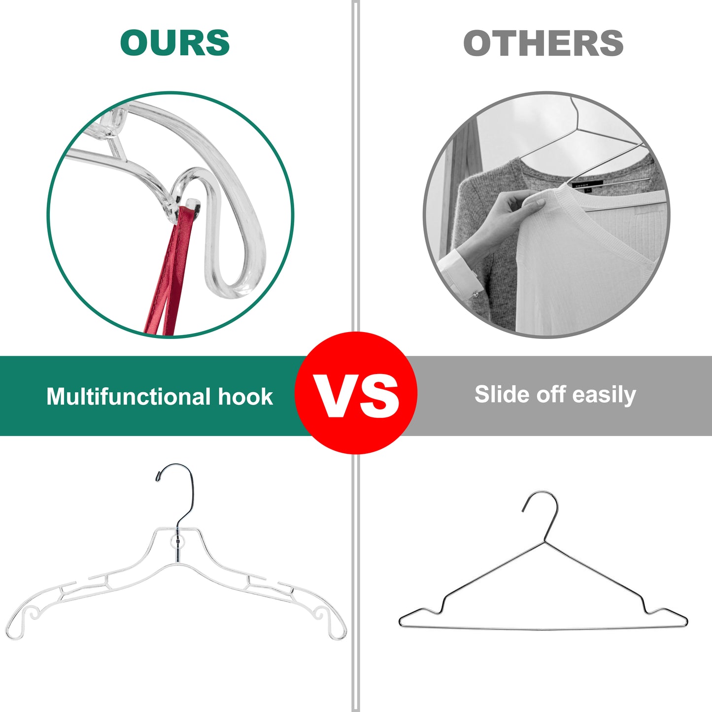 6150 Clear Hanger 16.7" Adult Shirt Swivel Hook - 96 PACK