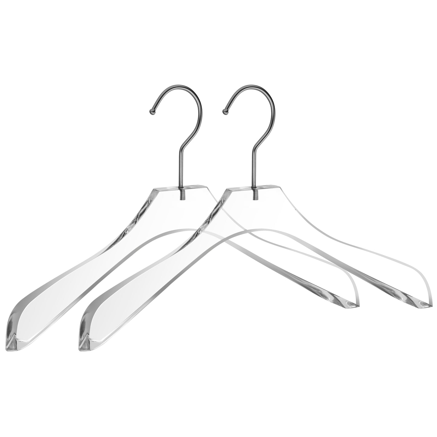 AC30 - 15.5" Acrylic Curved Coat Suit Hanger Wide Hook, 20 Hangers