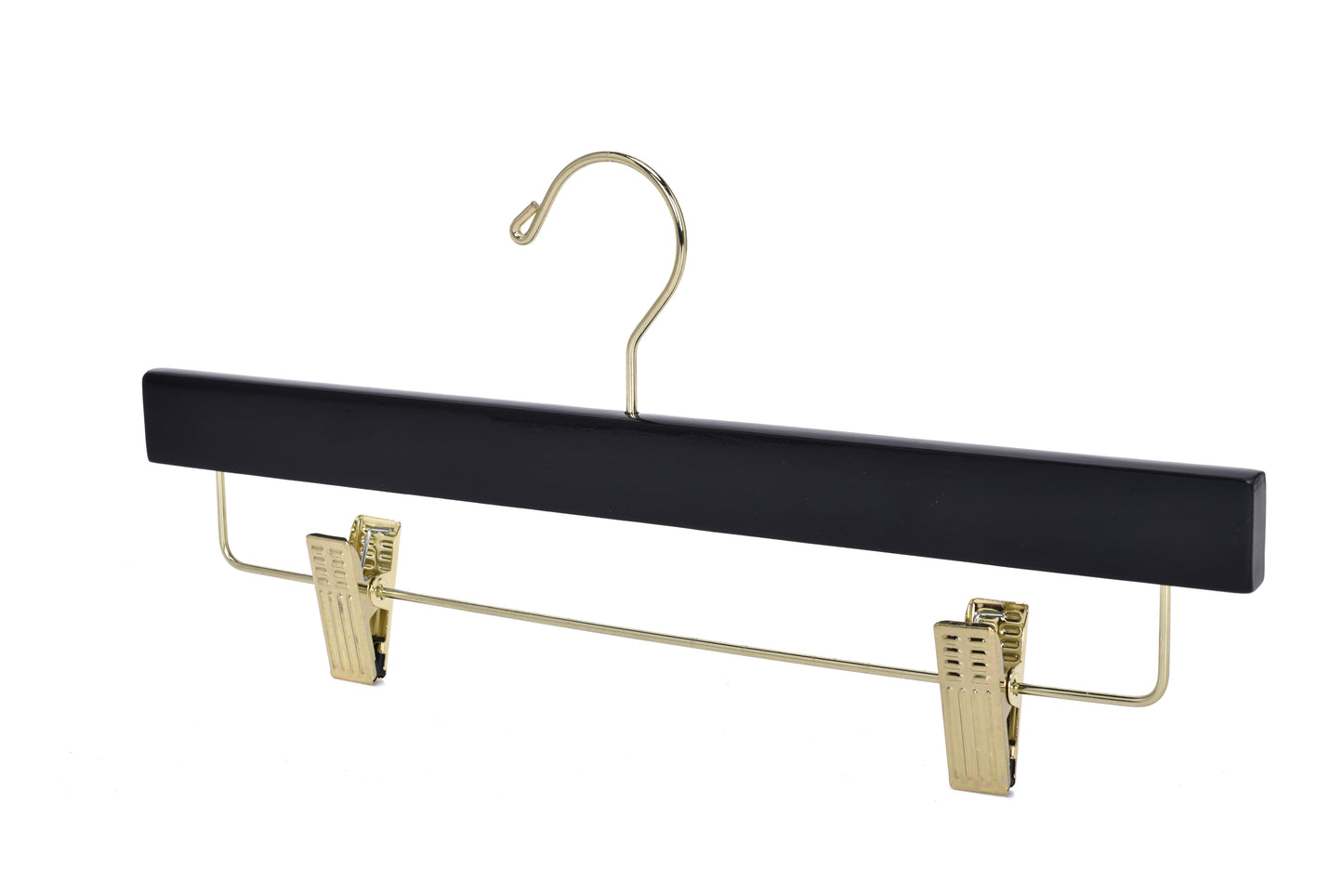 W073 - Wooden Straight Skirt Hangers - Black/Gold hook - 120