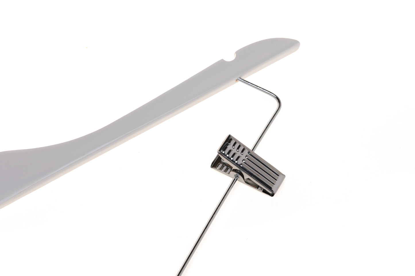 W042 - Wooden Skirt Hanger Semi Curved, 17 inch, White - 100