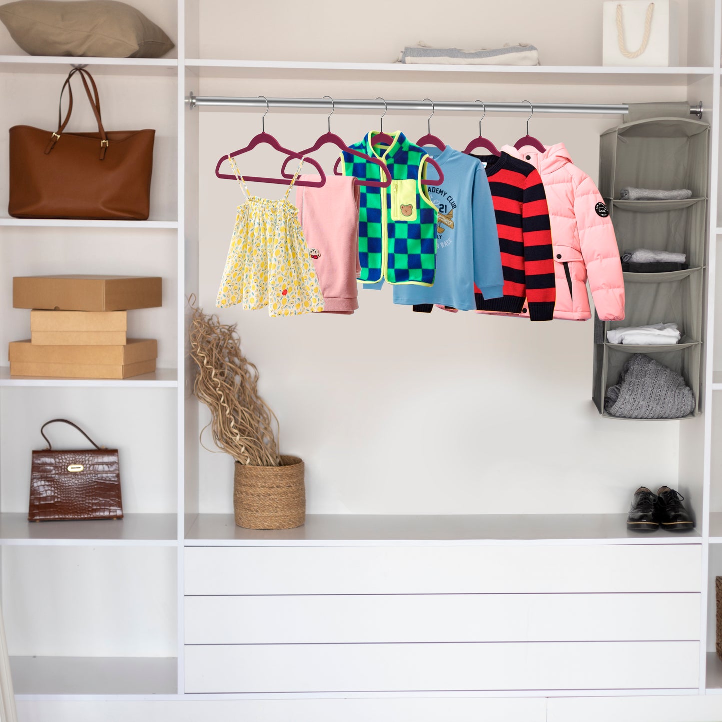 PL036 - 13.5" Kids Plastic Shirt Hangers - Raspberry - 240 Hangers