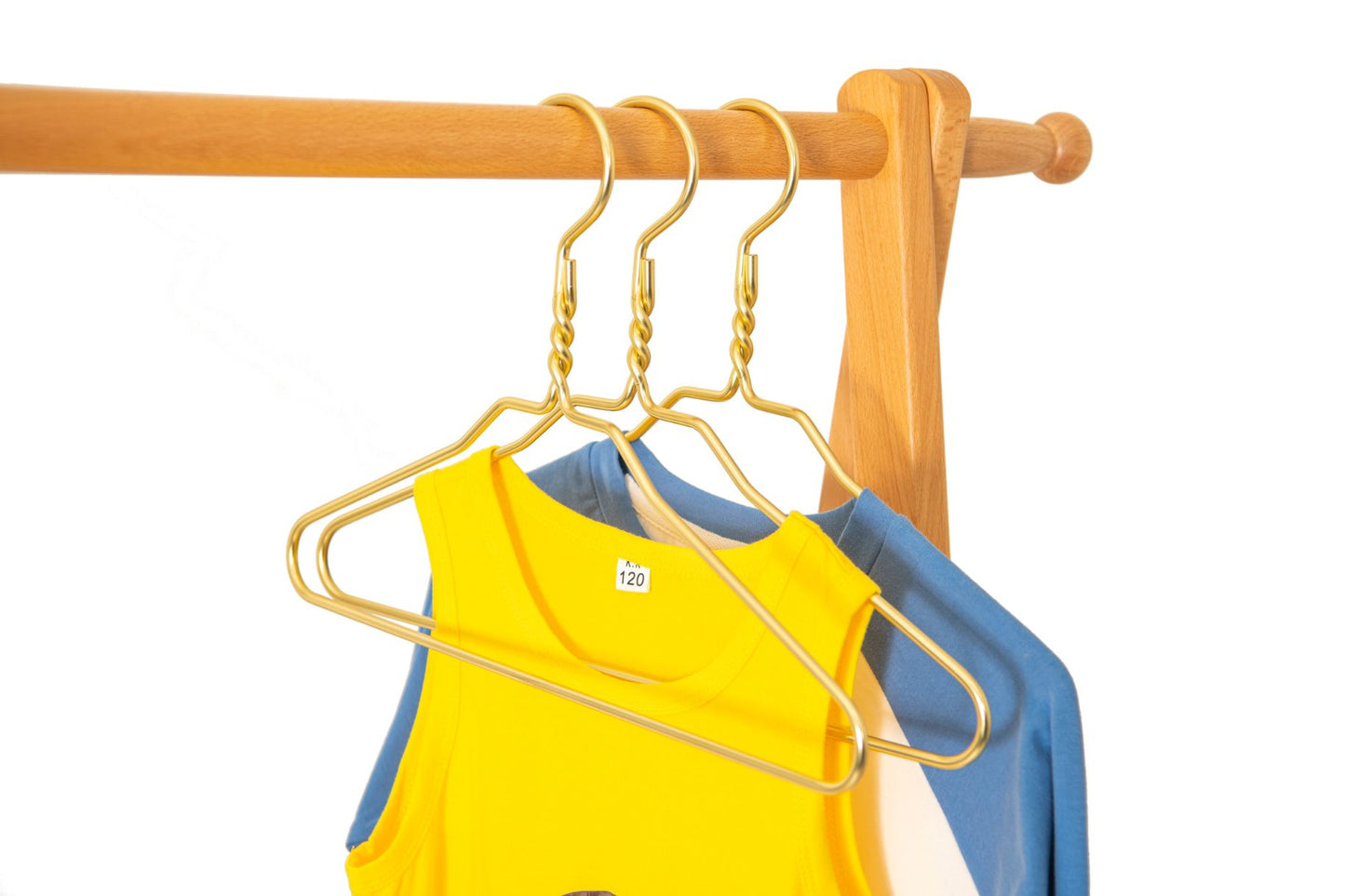 AL21 - 14" Junior size Gold Aluminum Suit Hangers -100 Hangers