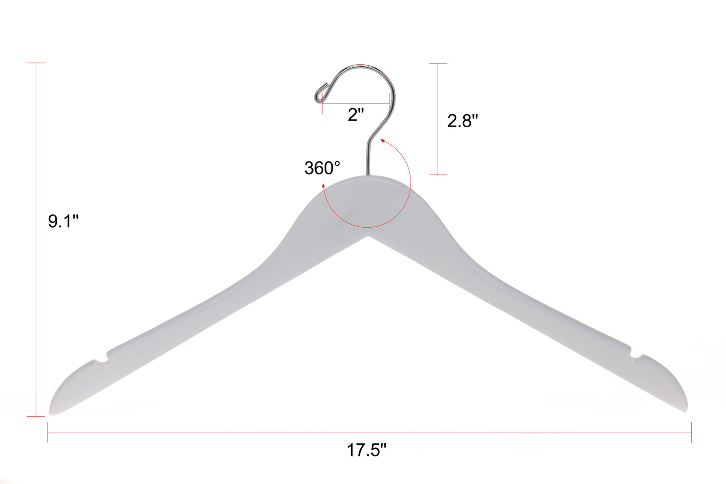 W041 - Semi Curved Wooden Hangers, 17.5" White - 80 Hangers