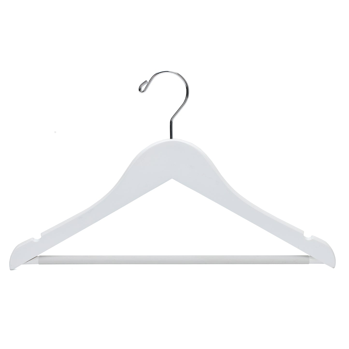 WJ40 - Semi Curved Wooden Hanger, 14" White, Junior Kids Size - 80 (Retail Packed)
