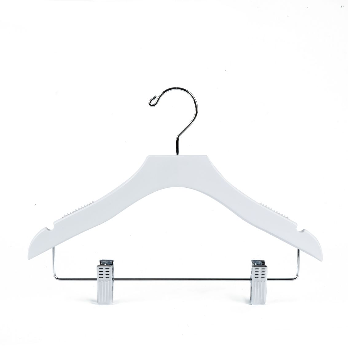 WK13 - 13" Luxury Kids Wooden Skirt Hanger - White - 100 pcs