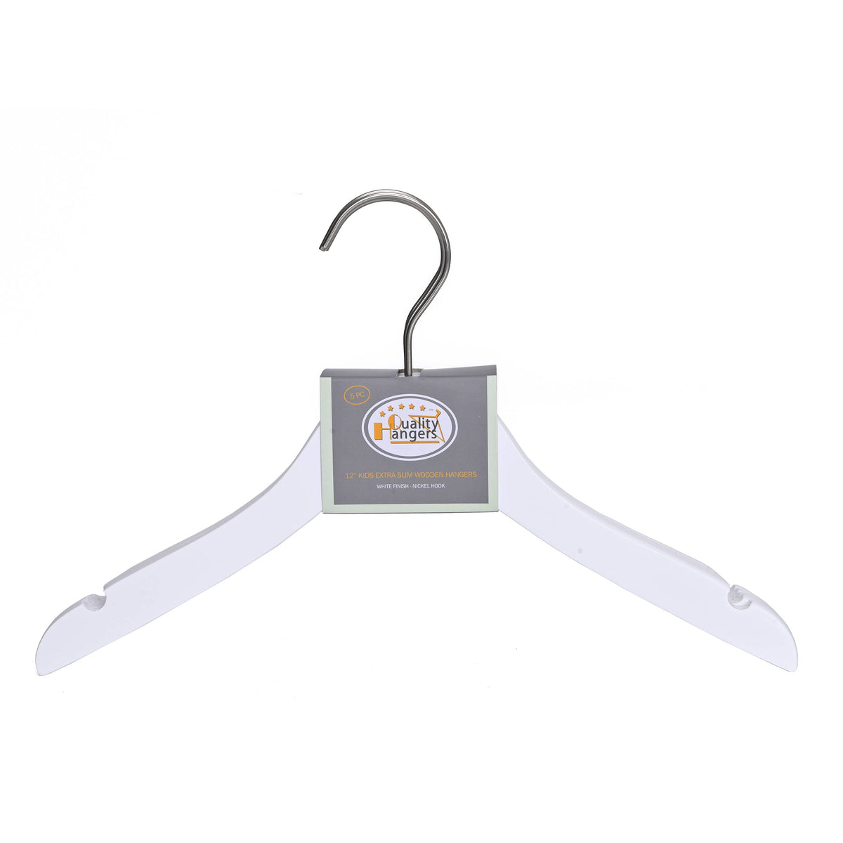 WSK71-WT – Kids Ultra-Slim Wooden Hanger – 12" – White