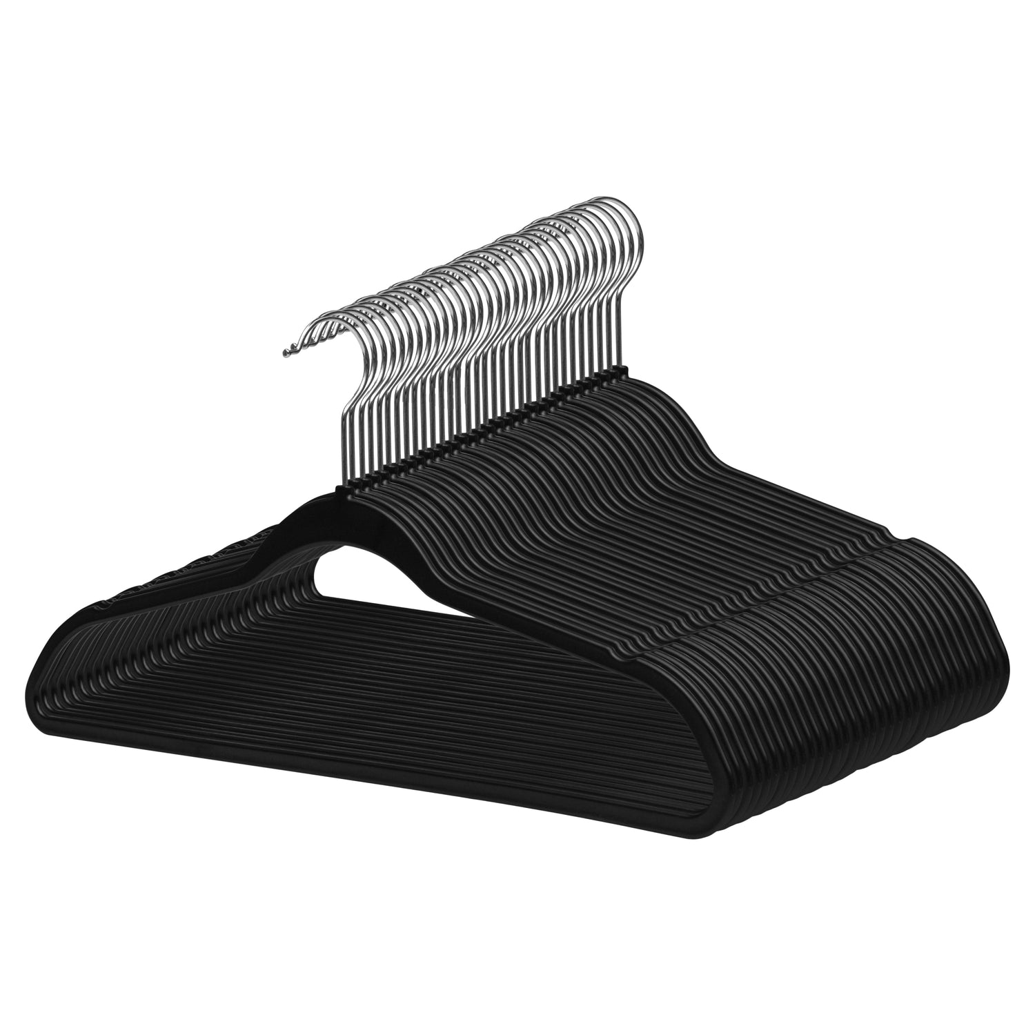 Black plastic hangers stack of 50