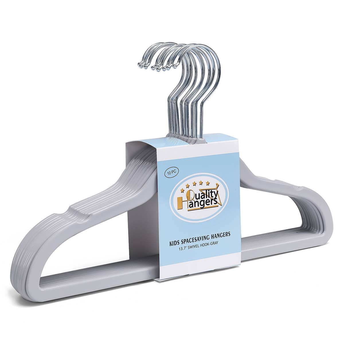 P415-GY – Kids Slim ABS Plastic Shirt Hanger – 13.7" – Gray