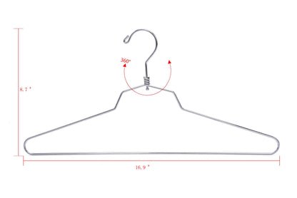 M013 - Metal Suit Hanger, Swivel Hook, 17 inch - 100 Hangers