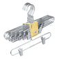 AL28 – Heavy-Duty Aluminum Skirt & Pant Hanger with Clips – 14" – Gold / Silver