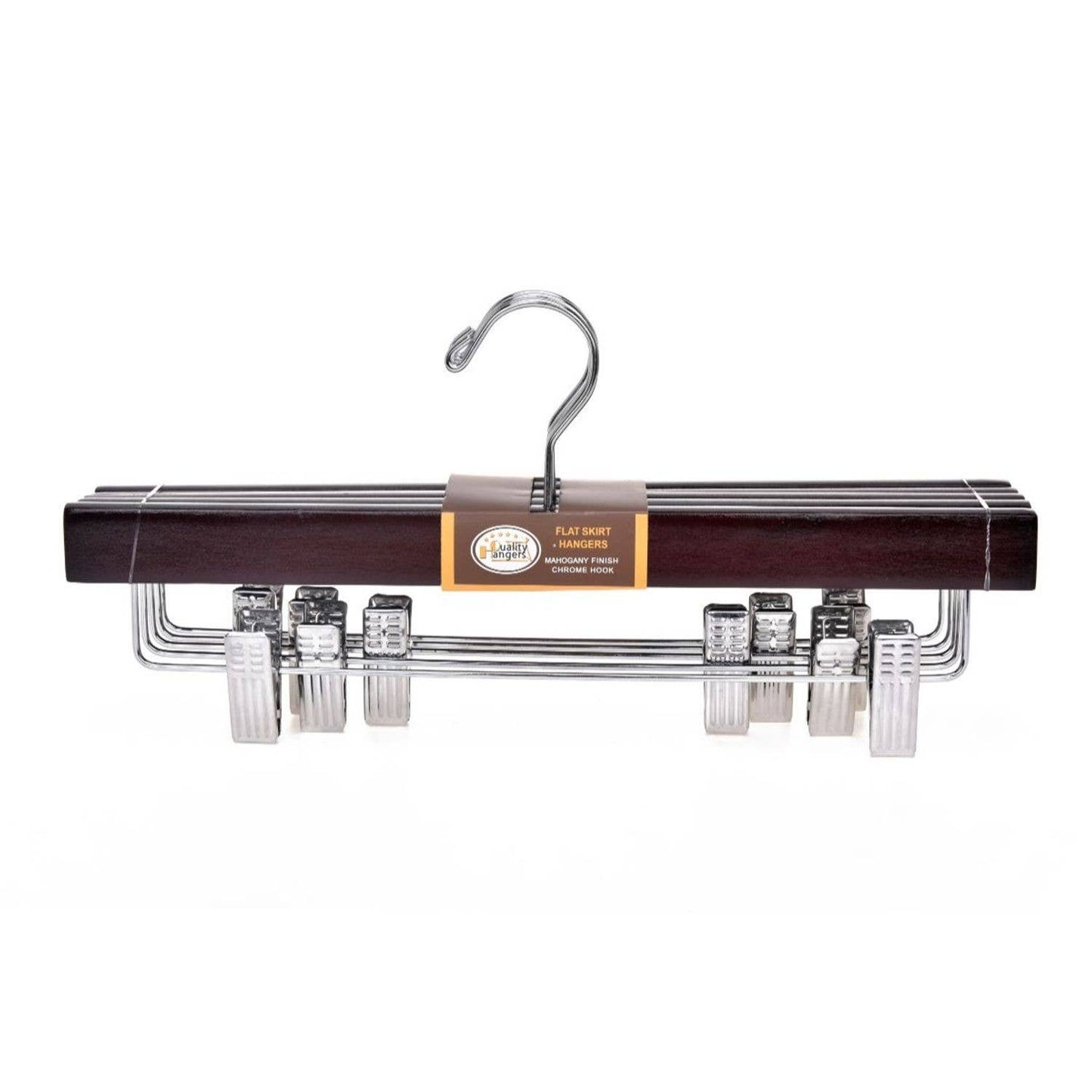 W053 - Wooden Straight Skirt Hangers, 14inch, Mahogany - 100