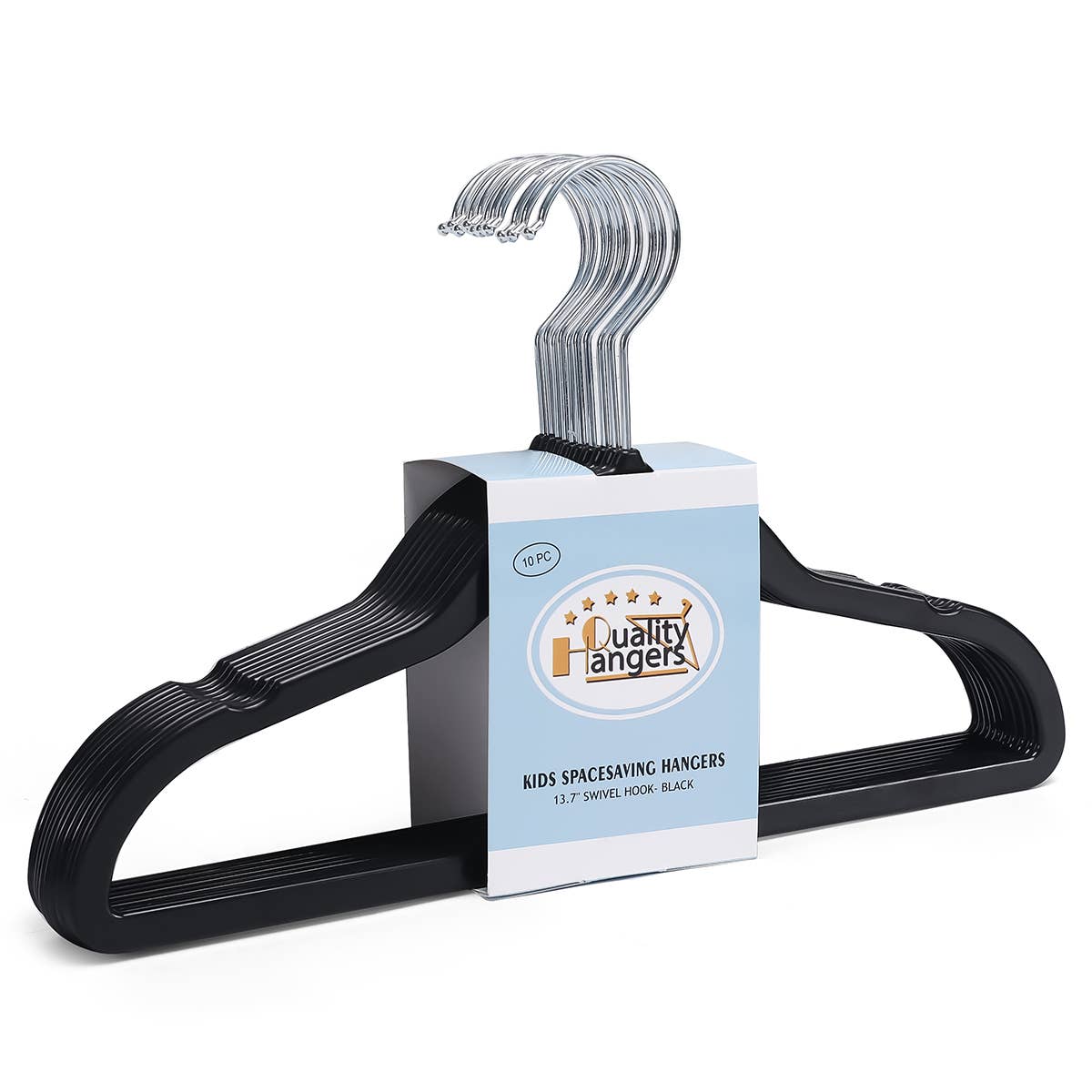 P415-BK – Kids Slim ABS Plastic Shirt Hanger – 13.7" – Black