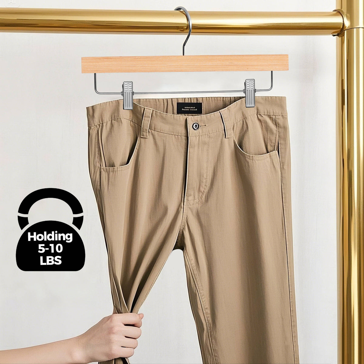 WLM24-NT – Slim Plywood Wooden Skirt & Pant Hanger with Clips – 14" – Natural