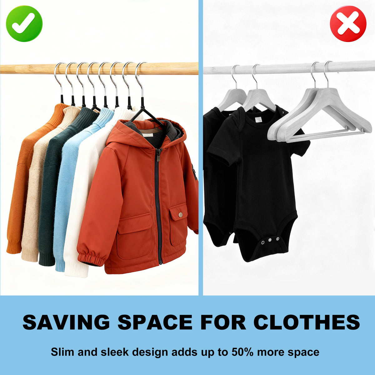 PVC41 – Kids Non-Slip PVC-Coated Metal Shirt Hanger with Notches – 12" – Black / White / Gray