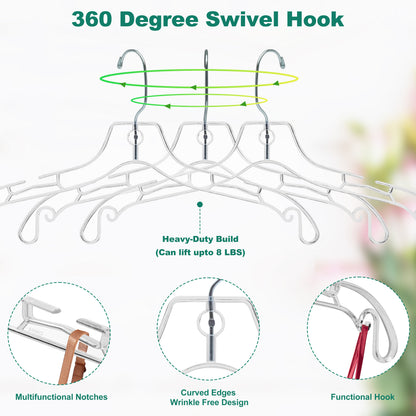 6150 Clear Hanger 16.7" Adult Shirt Swivel Hook - 96 PACK
