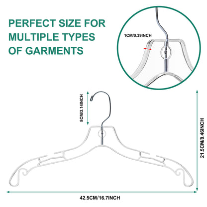 6150 Clear Hanger 16.7" Adult Shirt Swivel Hook - 96 PACK
