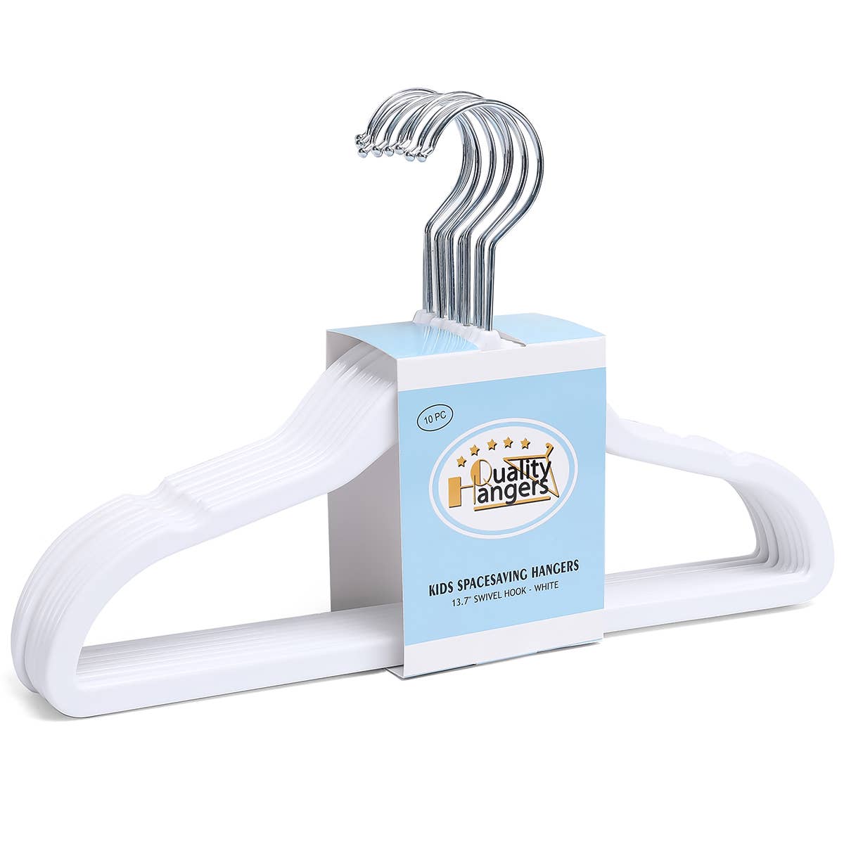 P415-WT – Kids Slim ABS Plastic Shirt Hanger – 13.7" – White