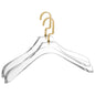 AC40-2-SL – Curved Clear Acrylic Coat & Suit Hanger with Wide Hook – 15.5" – Clear / Matte Silver Hook