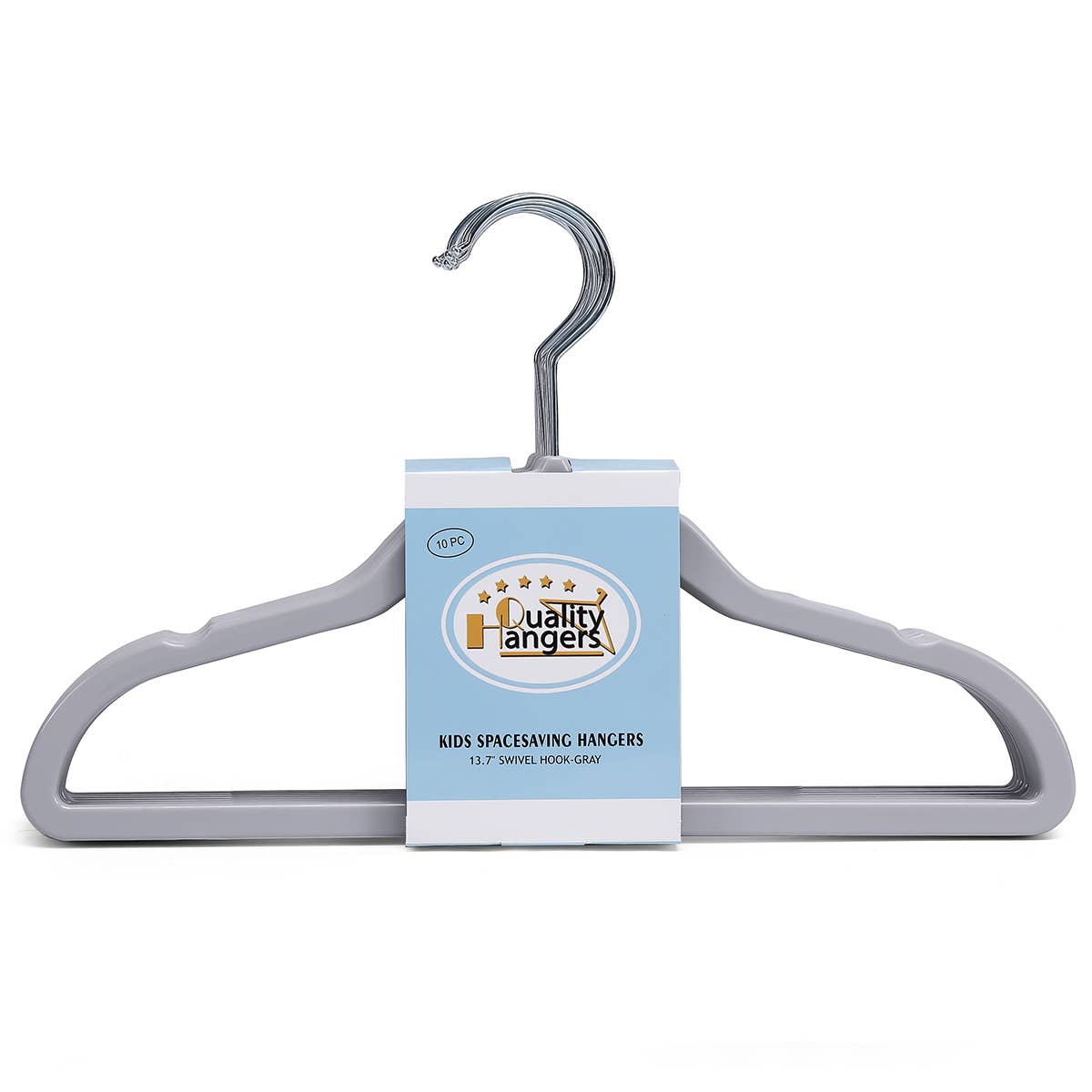 P415-GY – Kids Slim ABS Plastic Shirt Hanger – 13.7" – Gray