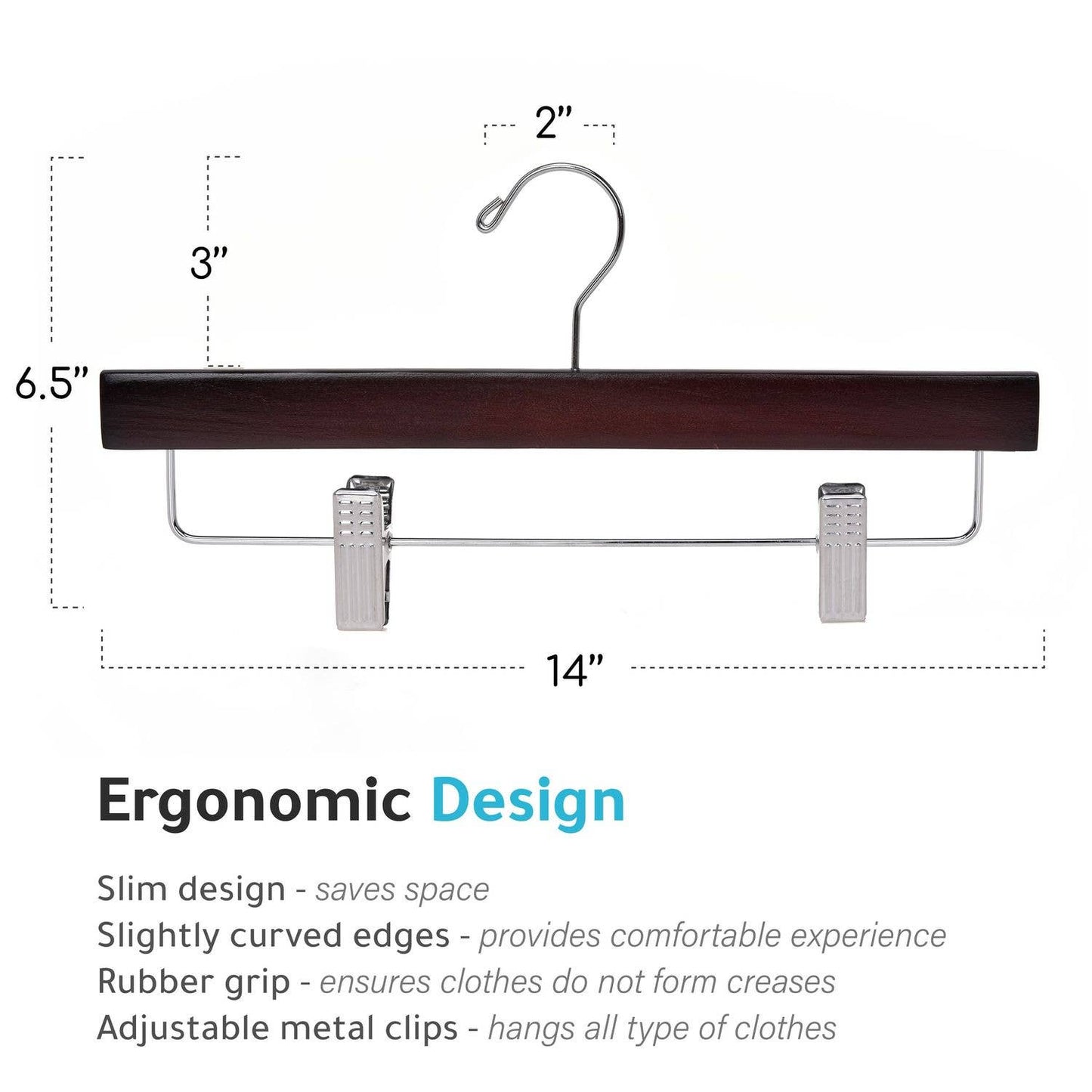 W053 - Wooden Straight Skirt Hangers, 14inch, Mahogany - 100