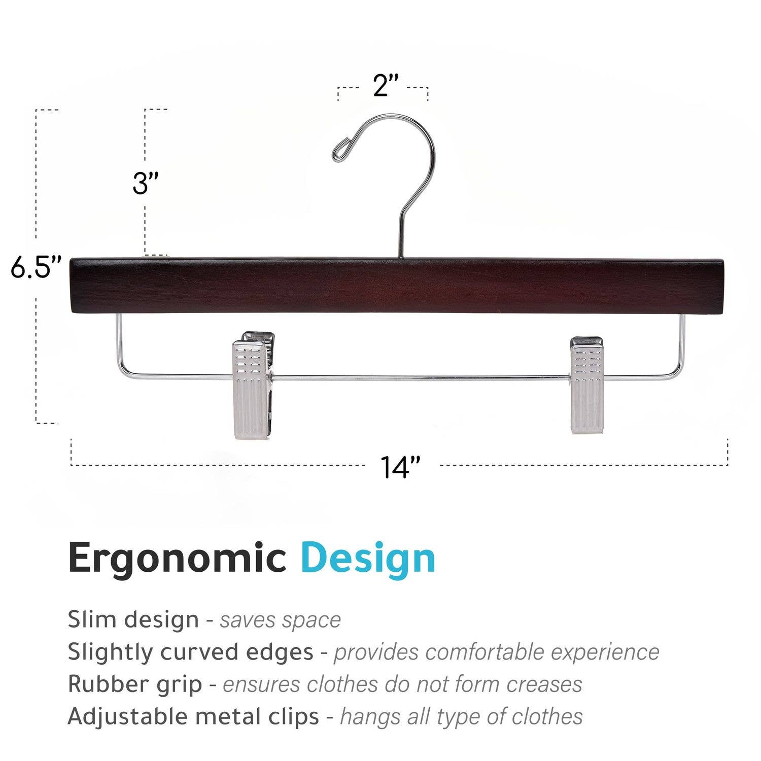 W053 - Wooden Straight Skirt Hangers, 14inch, Mahogany - 100