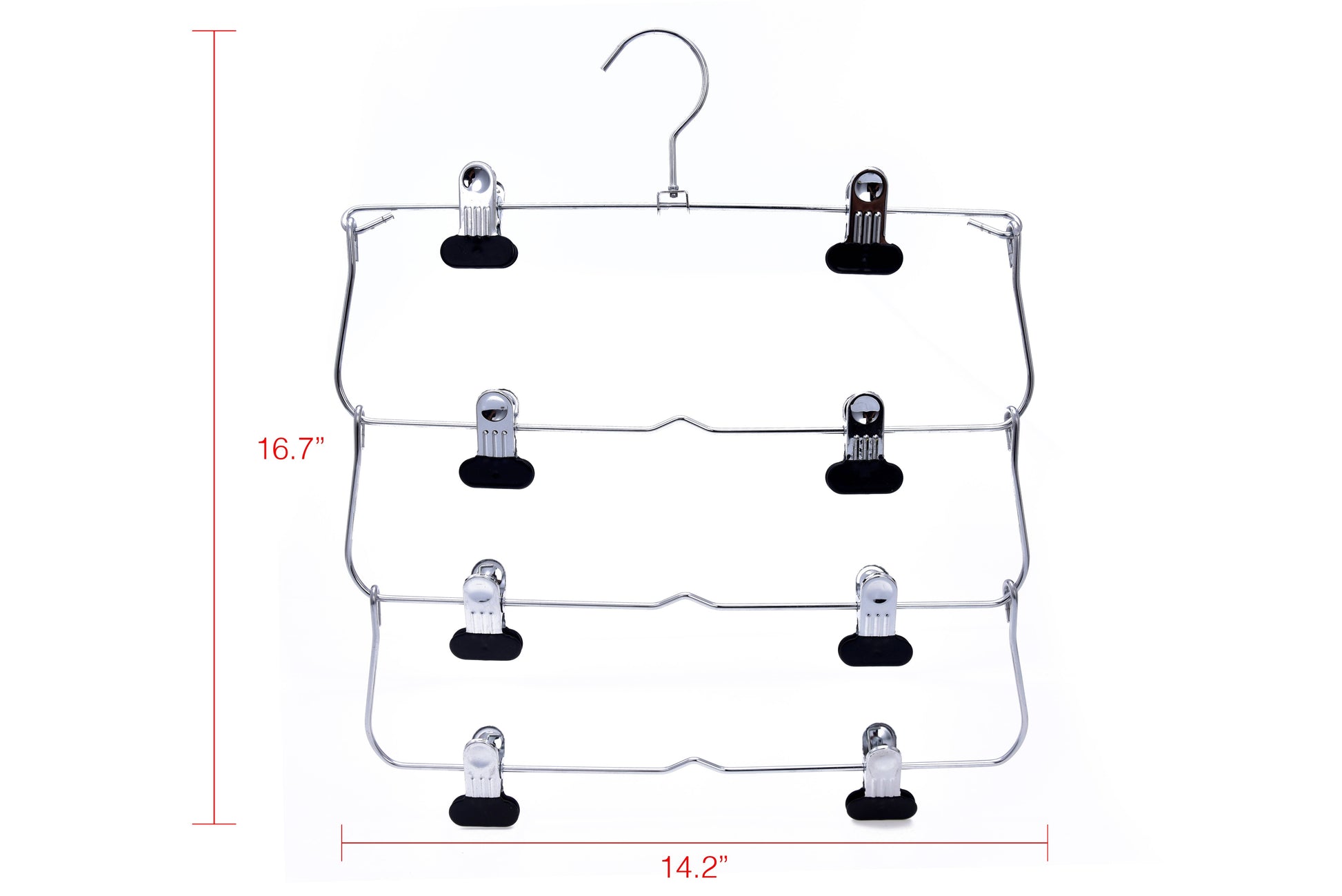 M050 - Heavy Duty 4 Tier Hanger Foldable Wide Clips - 24 pcs (Retail Packed)