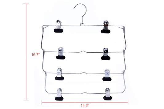 M050 - Heavy Duty 4 Tier Hanger Foldable Wide Clips - 24 pcs (Retail Packed)
