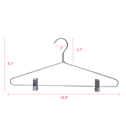 M052-10  - Heavy Duty Metal Skirt Hanger with Clips - 100 Hangers