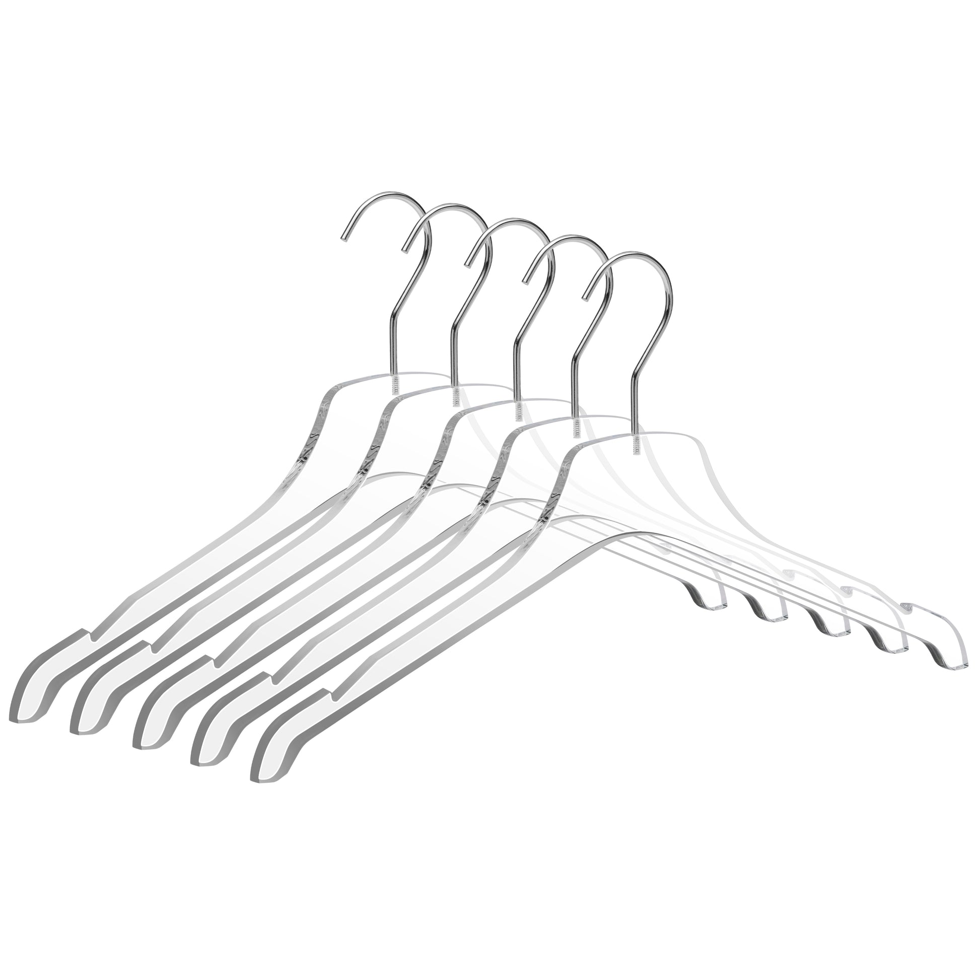 17" Clear Acrylic Hanger for The Bedroom and Coat Closets, for Coats Suits and Shirts - Thickness 0.39" - 100 Hangers
