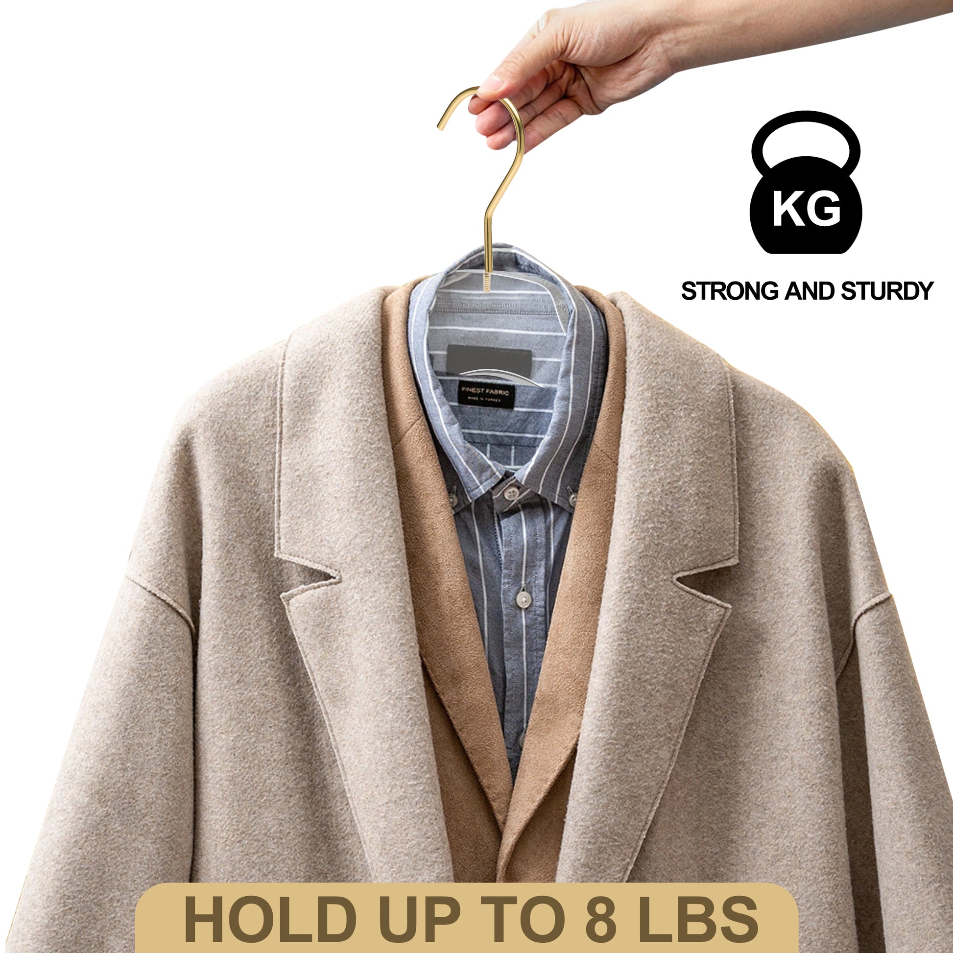 8011 - 17" Clear Acrylic Hanger with Bar for The Bedroom and Coat Closets, for Coats Suits and Shirts - Thickness 0.39" - 100 Hangers 