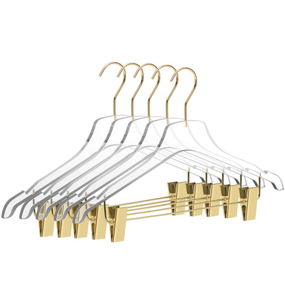 8012 - 17" Clear Acrylic Skirt Hanger with Clips for The Bedroom Closets, for Skirts Pants and Shirts - Thickness 0.39" - 90 Hangers