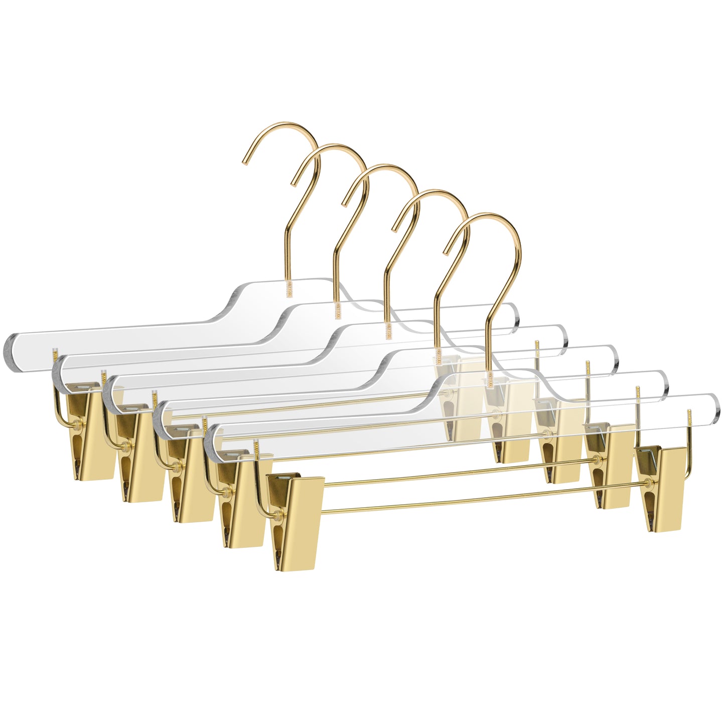 8020 - 14" Clear Acrylic Skirt Pant Hanger with Clips for The Bedroom Closets, for Skirts Pants and Shirts - Thickness 0.39" - 90 Hangers