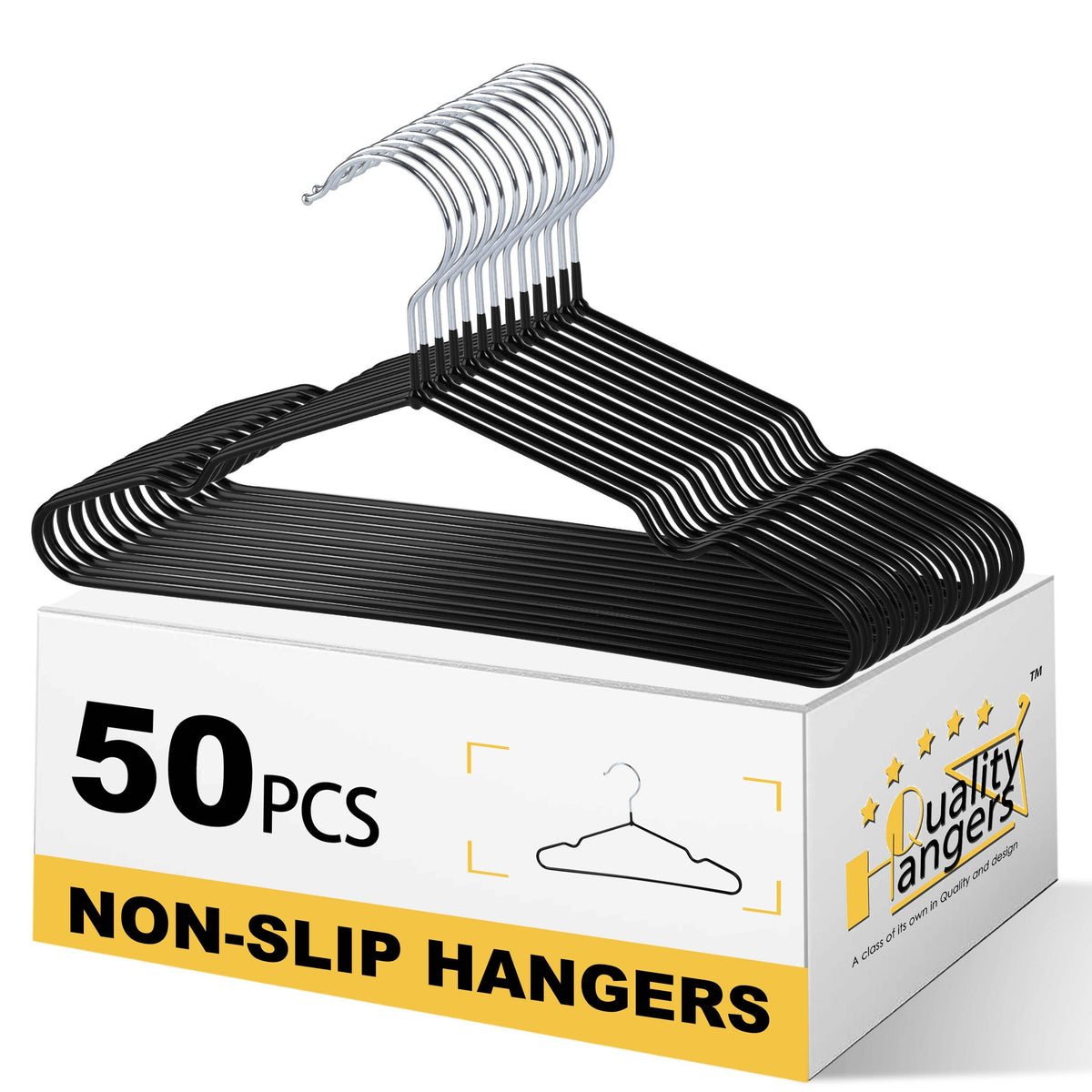 PVC31 – Non-Slip PVC-Coated Metal Shirt Hanger with Notches – 16" – Black / White / Gray