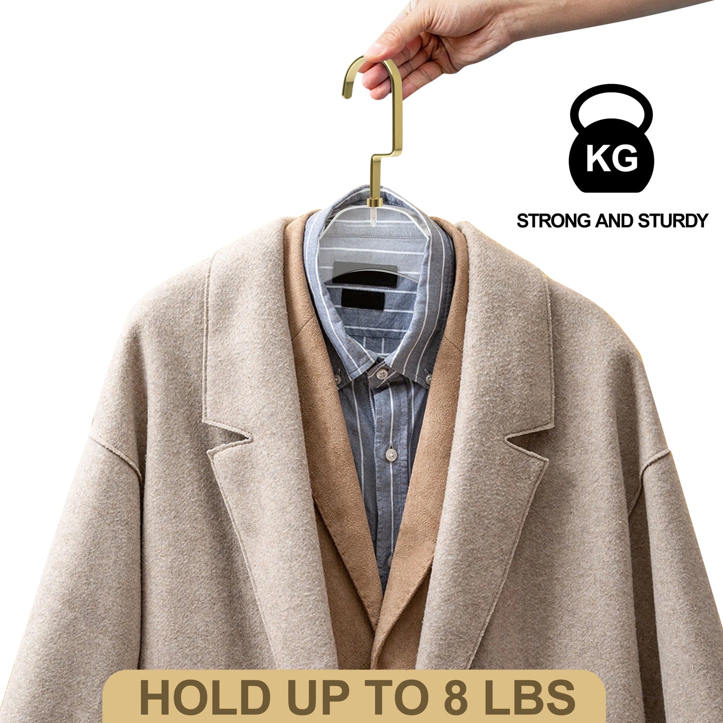AC10 - 17" Clear Acrylic Hanger for The Bedroom and Coat Closets, for Coats Suits and Shirts - Thickness 0.39" - 50 Hangers