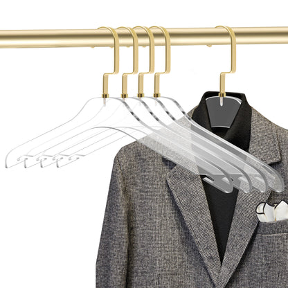 AC10 - 17" Clear Acrylic Hanger for The Bedroom and Coat Closets, for Coats Suits and Shirts - Thickness 0.39" - 50 Hangers