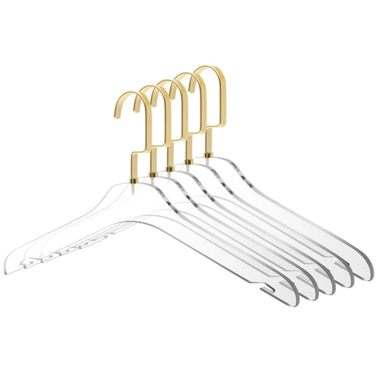 AC10 - 17" Clear Acrylic Hanger for The Bedroom and Coat Closets, for Coats Suits and Shirts - Thickness 0.39" - 50 Hangers