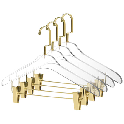 AC11 - 17" Clear Acrylic Hanger with Clips, Skirt Pants and Blouse Hanger, Thickness 0.39" - 40 Hangers 