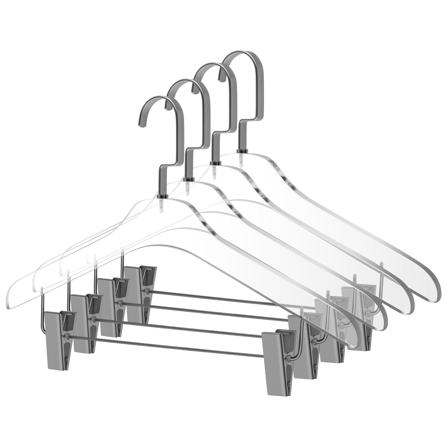 AC11 - 17" Clear Acrylic Hanger with Clips, Skirt Pants and Blouse Hanger, Thickness 0.39" - 40 Hangers 