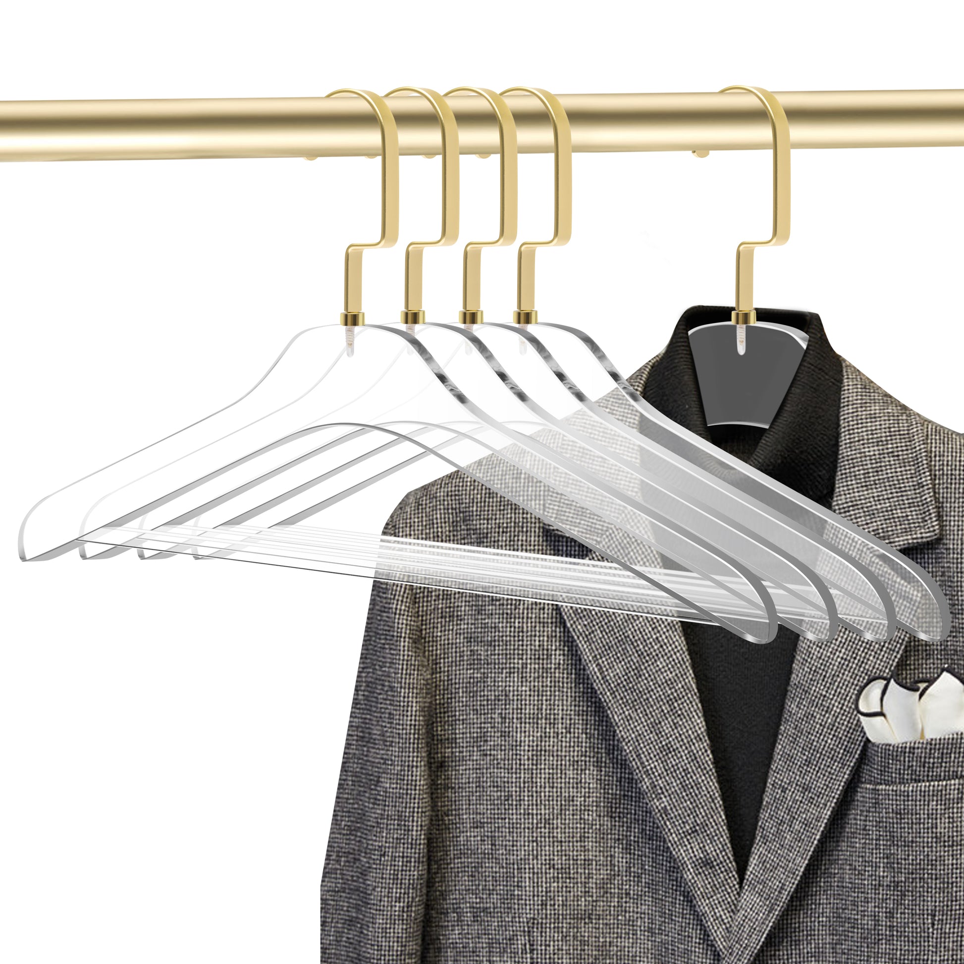 AC12 - 17" Clear Acrylic Hanger with Acrylic Bar, Suits and Pants Hanger, Thickness 0.39" - 50 Hangers 