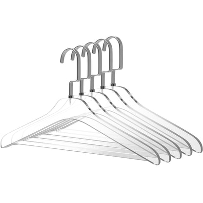 AC12 - 17" Clear Acrylic Hanger with Acrylic Bar, Suits and Pants Hanger, Thickness 0.39" - 50 Hangers 