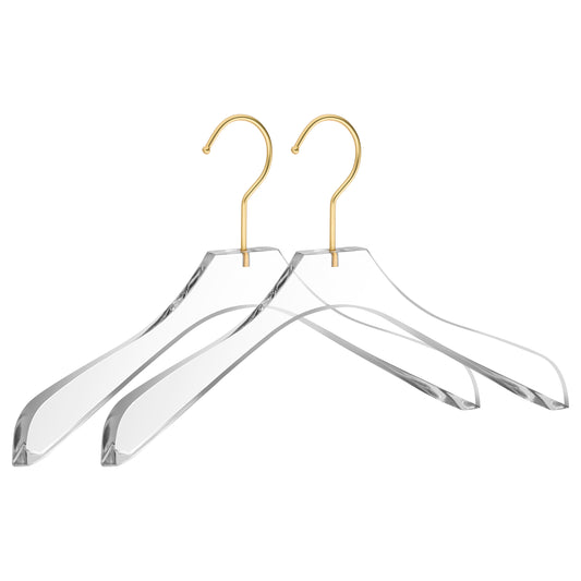 AC30 - 15.5" Acrylic Curved Coat Suit Hanger Wide Hook, 20 Hangers 