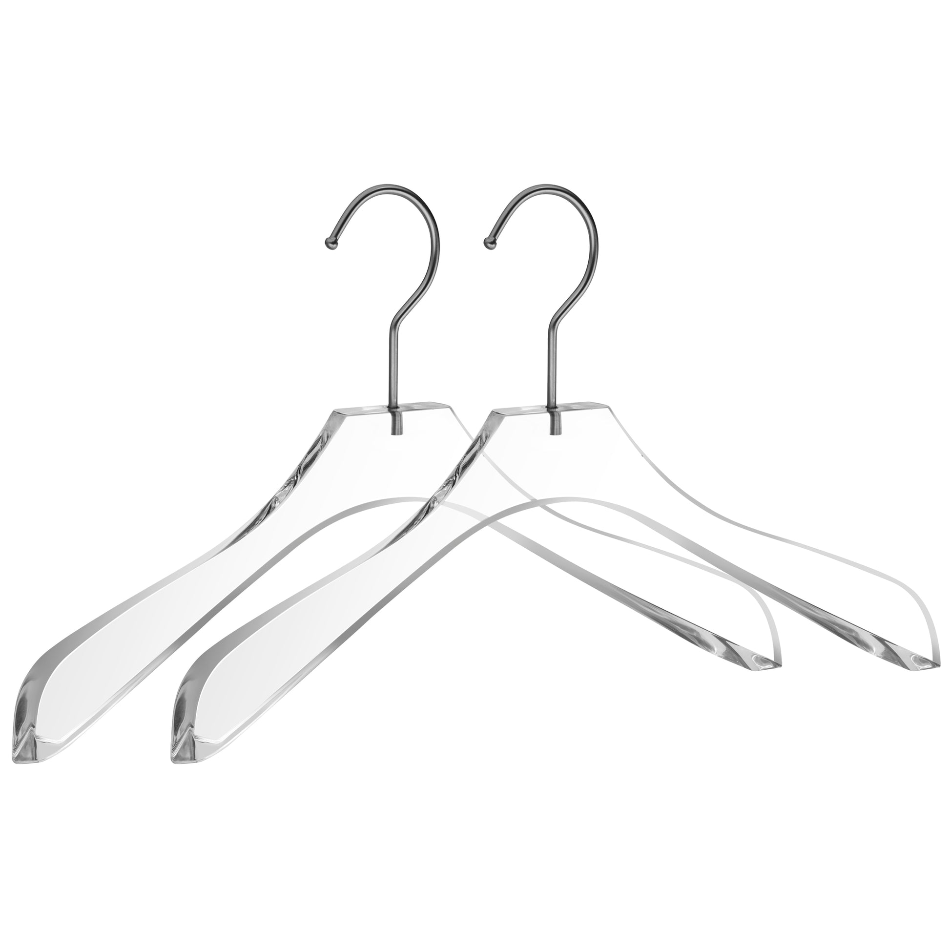 AC30 - 15.5" Acrylic Curved Coat Suit Hanger Wide Hook, 20 Hangers 