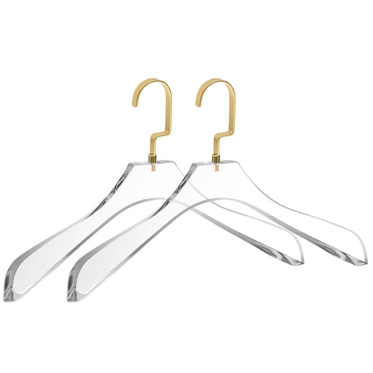 AC40 - 15.5" Acrylic Curved Coat Suit Hanger Wide Hook, 20 Hangers