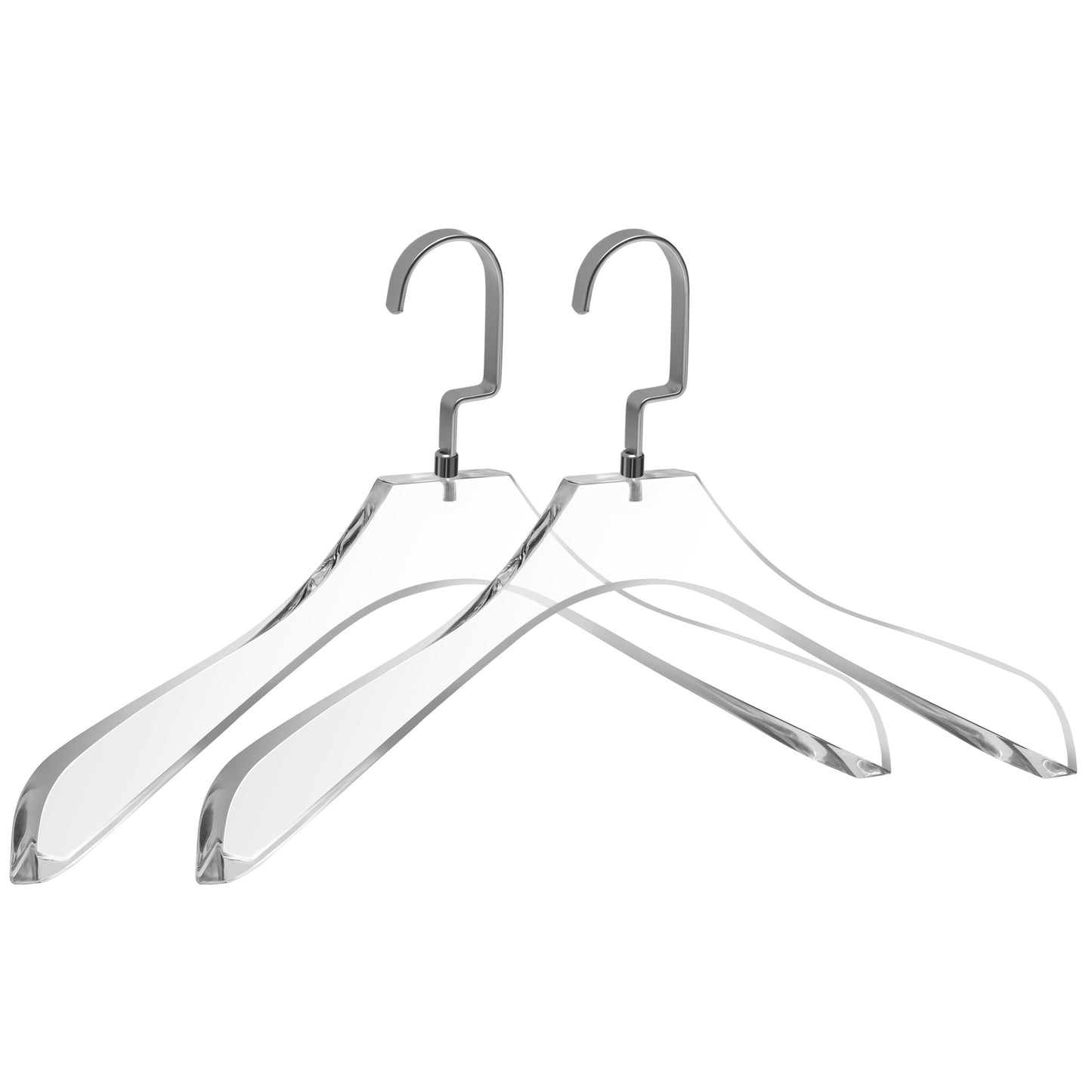 AC40 - 15.5" Acrylic Curved Coat Suit Hanger Wide Hook, 20 Hangers