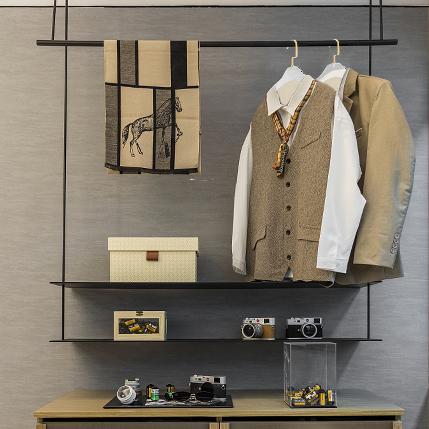 AC500 - 17" Clear Acrylic Hanger for The Coat Suit Closet, Choose Color Hook - Thickness 0.47" - 50 Hangers