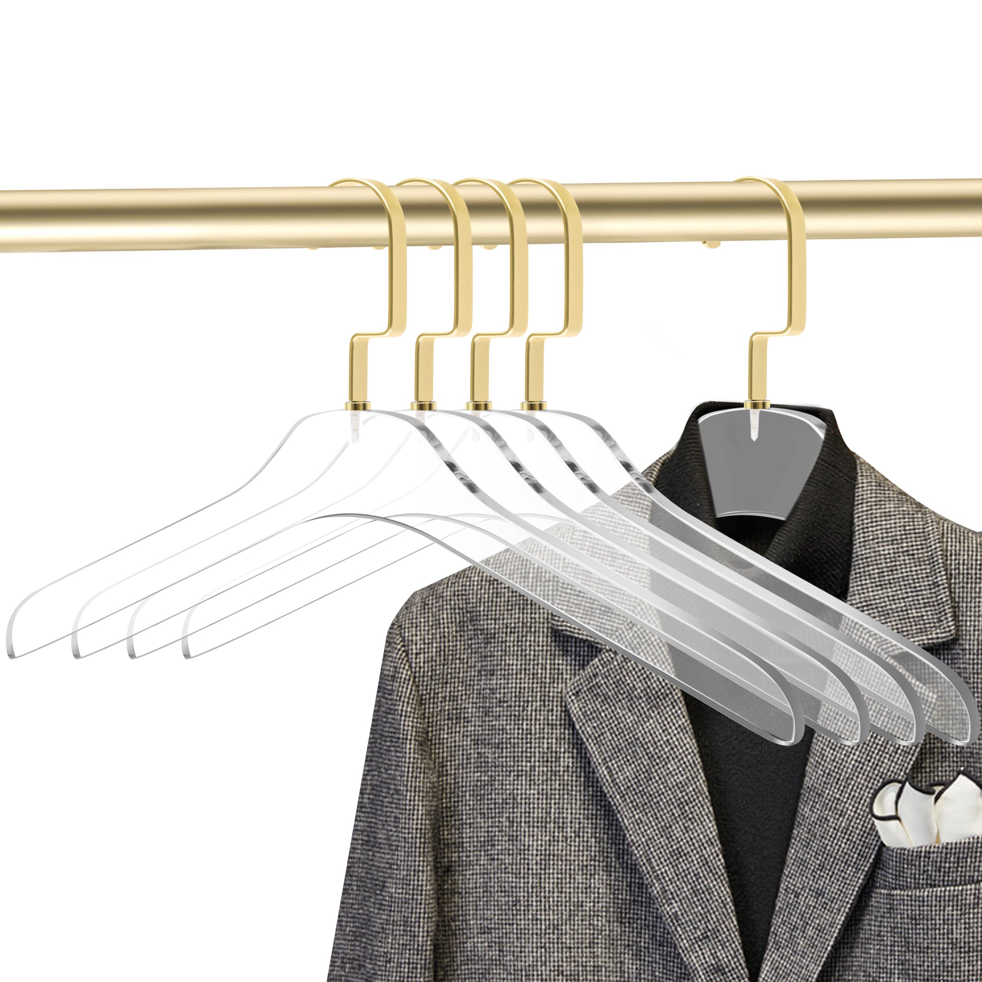AC510 - 15" Clear Acrylic Petite Hanger for The Coat Suit Closet, Choose Color Hook - Thickness 0.47" - 50 Hangers