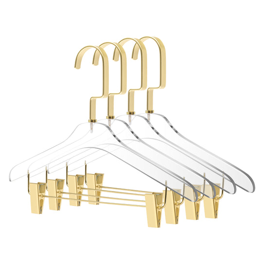 12.5" Clear Acrylic Kids Skirt Hanger for The Bedroom Closets, for Blouse, Skirts, Pants, and Dresses - Thickness 0.39" - 40 Hangers