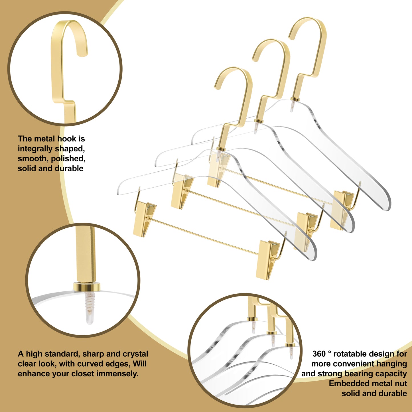 12.5" Clear Acrylic Kids Skirt Hanger for The Bedroom Closets, for Blouse, Skirts, Pants, and Dresses - Thickness 0.39" - 40 Hangers