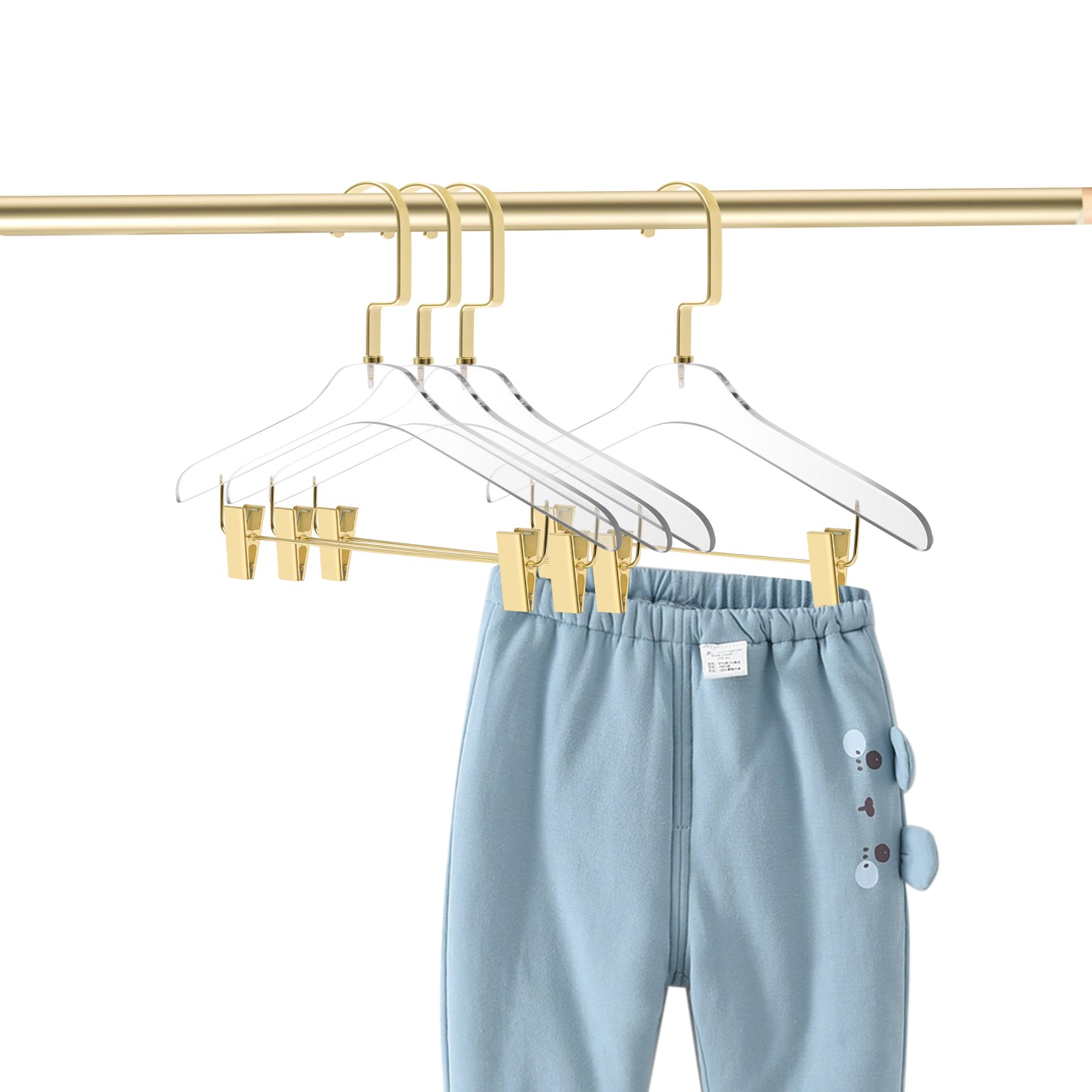 12.5" Clear Acrylic Kids Skirt Hanger for The Bedroom Closets, for Blouse, Skirts, Pants, and Dresses - Thickness 0.39" - 40 Hangers