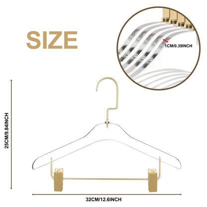 12.5" Clear Acrylic Kids Skirt Hanger for The Bedroom Closets, for Blouse, Skirts, Pants, and Dresses - Thickness 0.39" - 40 Hangers